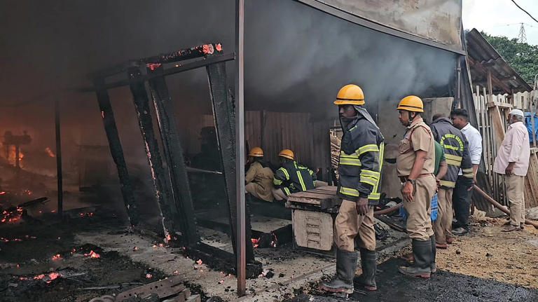 Massive fire guts teak warehouse in TN's Vaniyambadi