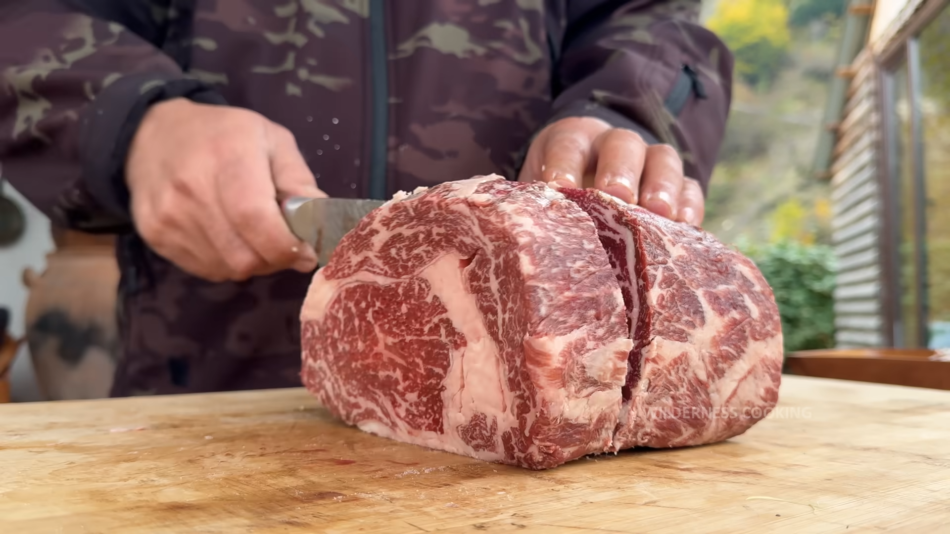 Cooking the best wagyu steak on a salt block