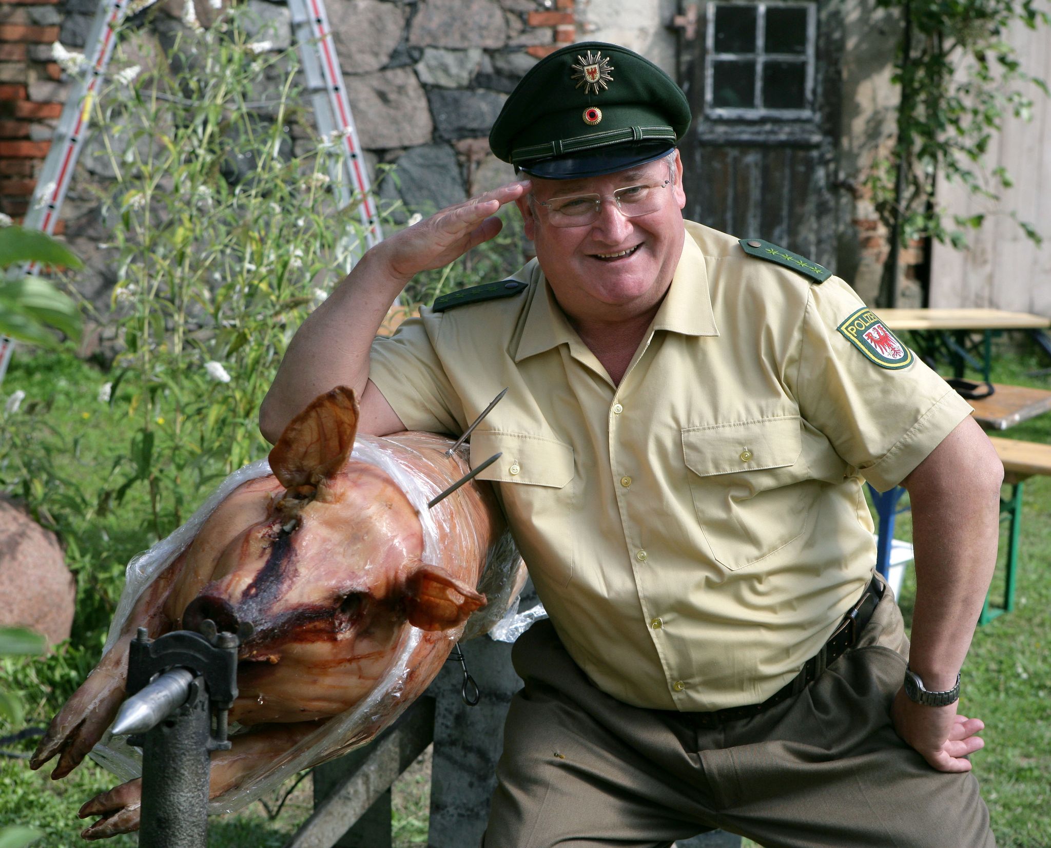 Horst Krause bei Dreharbeiten.
