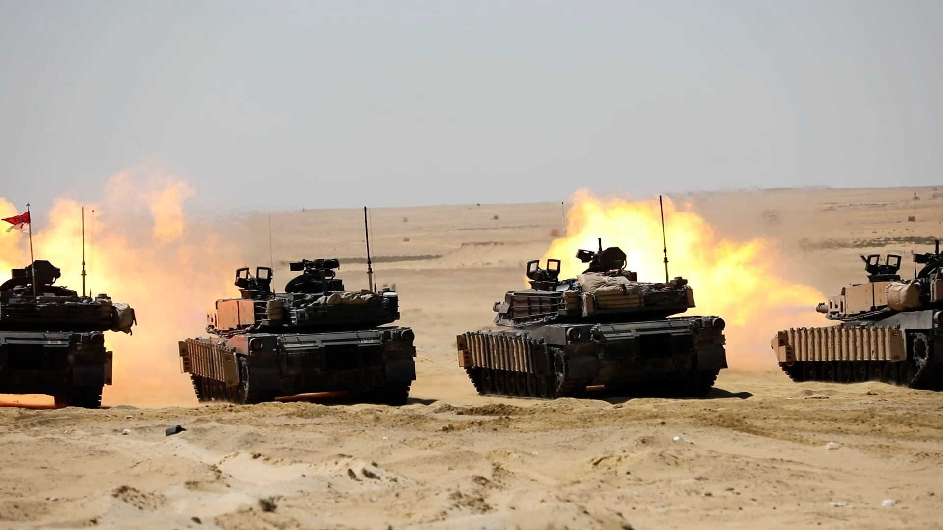 US Army Tanks and Armored Vehicles On Shooting Range