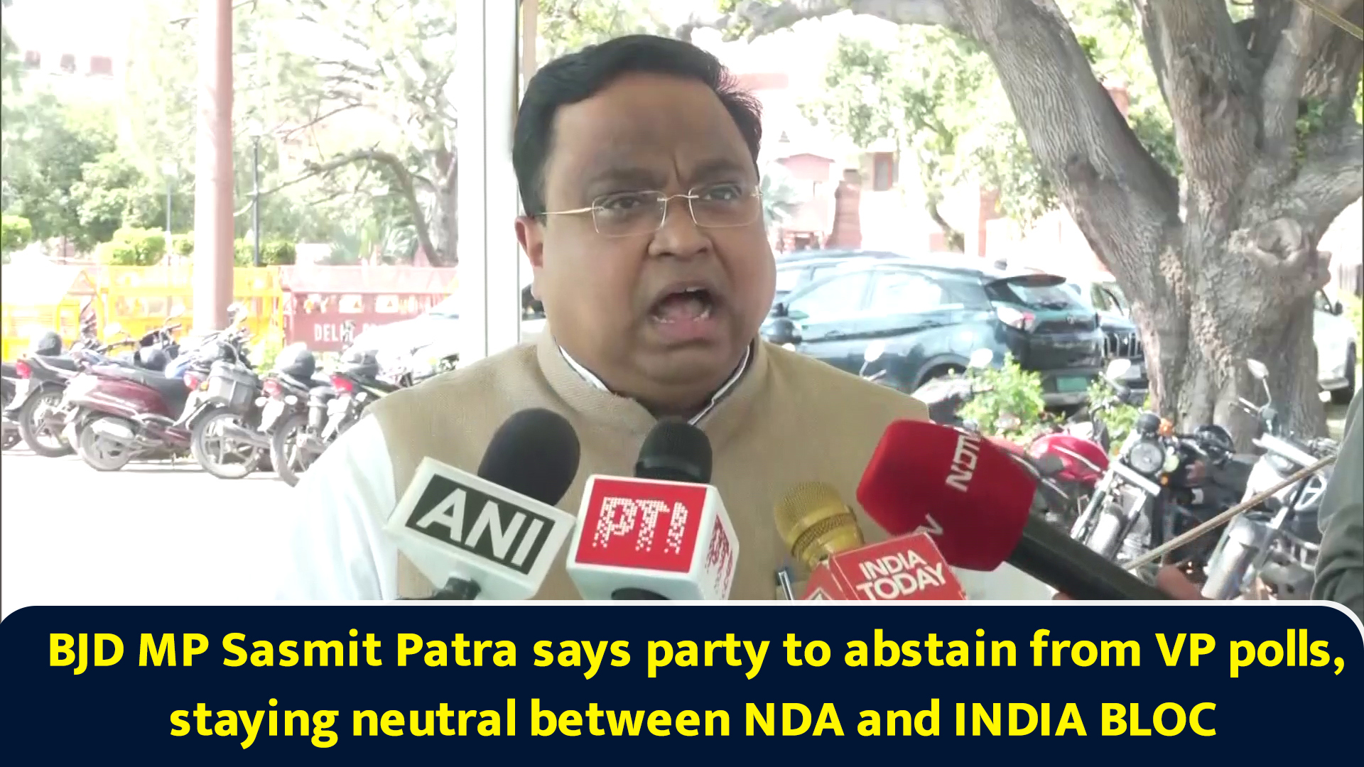 BJD MP Sasmit Patra says party to abstain from VP polls staying BJD MP Sasmit Patra says party to abstain from VP polls staying