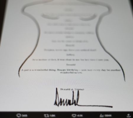 Esta es la carta con contenido sexual dirigida a Epstein y