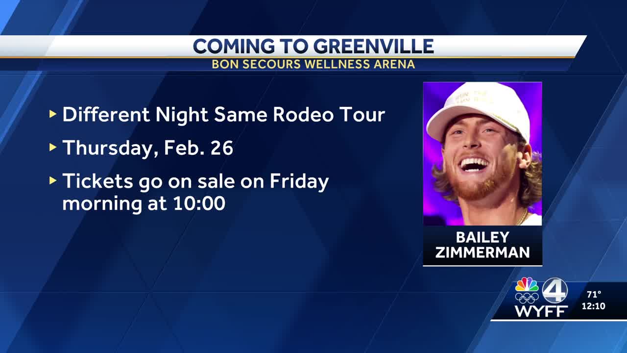 Bailey Zimmerman announces Greenville tour stop