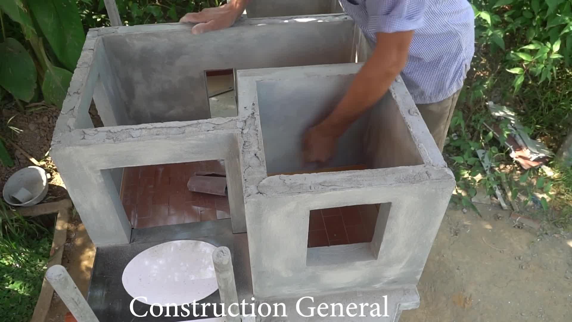Build a dream mini house model with sand and cement