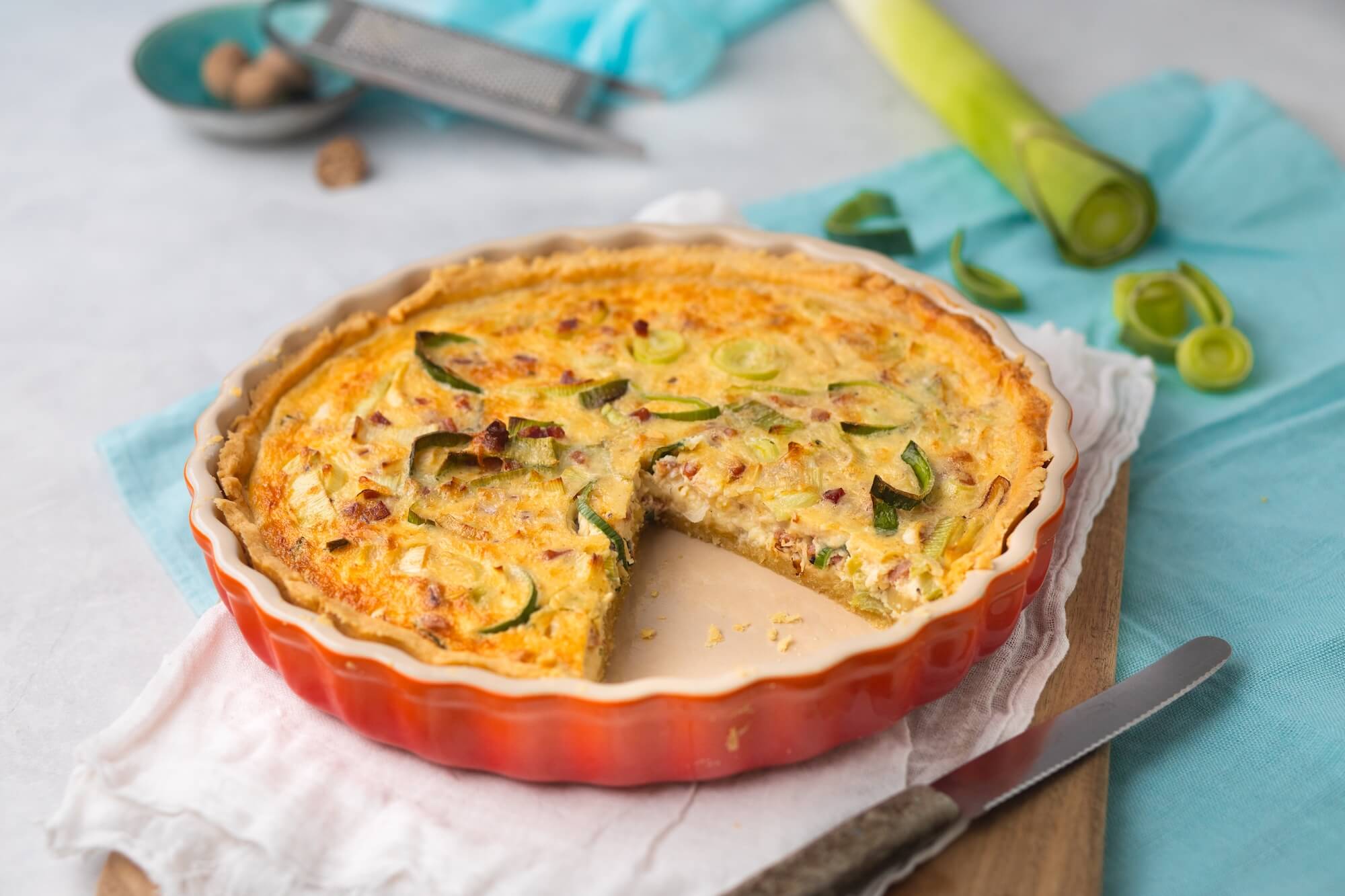 Quiche Lorraine mit Lauch und Schinken - einfach & lecker