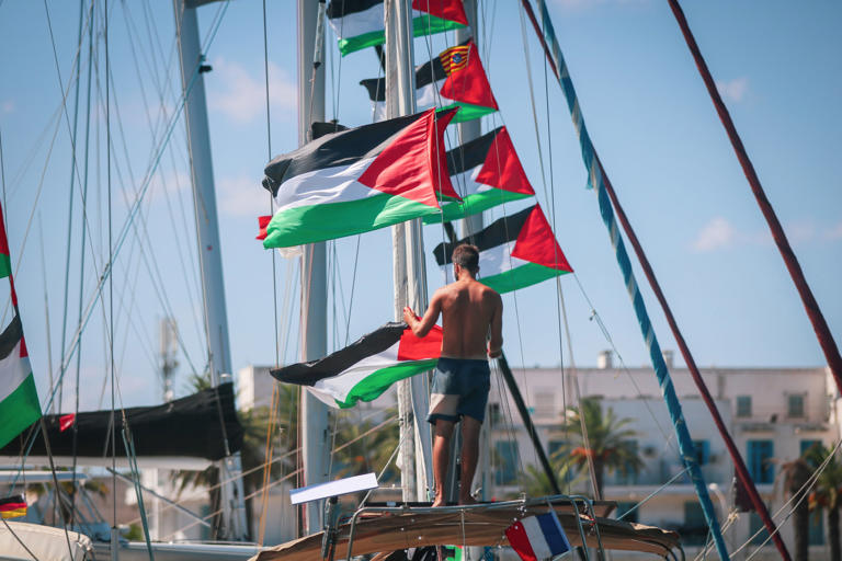 La Flotilla Global Sumud llega al puerto de Bizerte (Túnez) el 12 de septiembre de 2025.