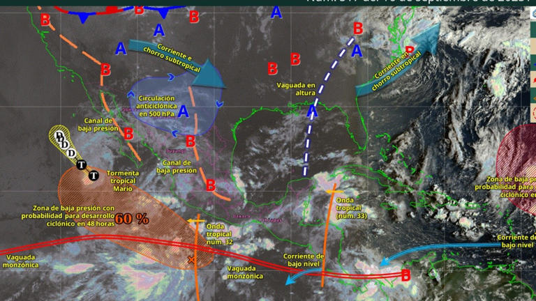 SMN emite alerta por tormenta Mario en Baja California y Baja California Sur. Foto: Conagua Clima