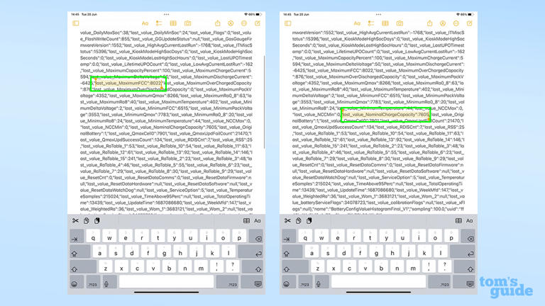 Screenshot of analytics data being searched on an iPad