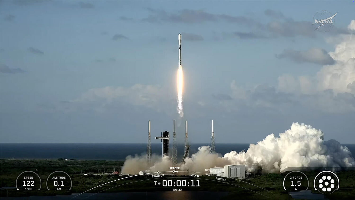 A SpaceX Falcon 9 rocket climbs away from pad 40 at the Cape Canaveral Space Force Station, boosting Northrop Grumman's Cygnus XL cargo ship toward orbit on a flight to the International Space Station. / Credit: SpaceX
