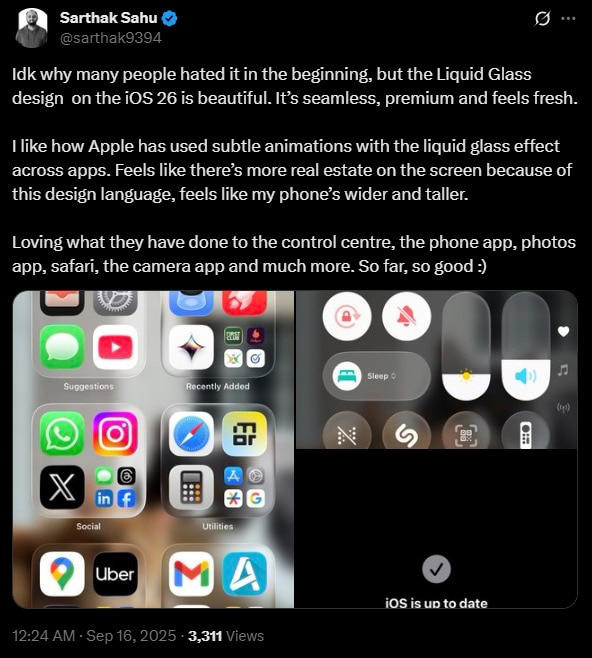 iOS 26 Liquid Glass design h…