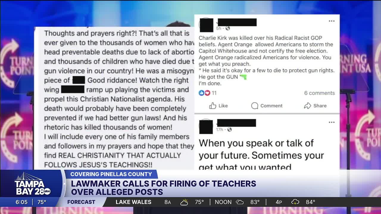 Pinellas County teachers fired for comments made about Charlie Kirk
