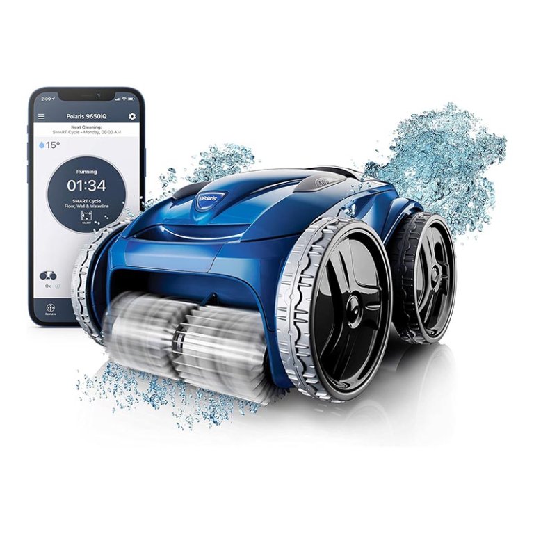 The Polaris 9650iQ Sport Robotic Pool Cleaner on a white background