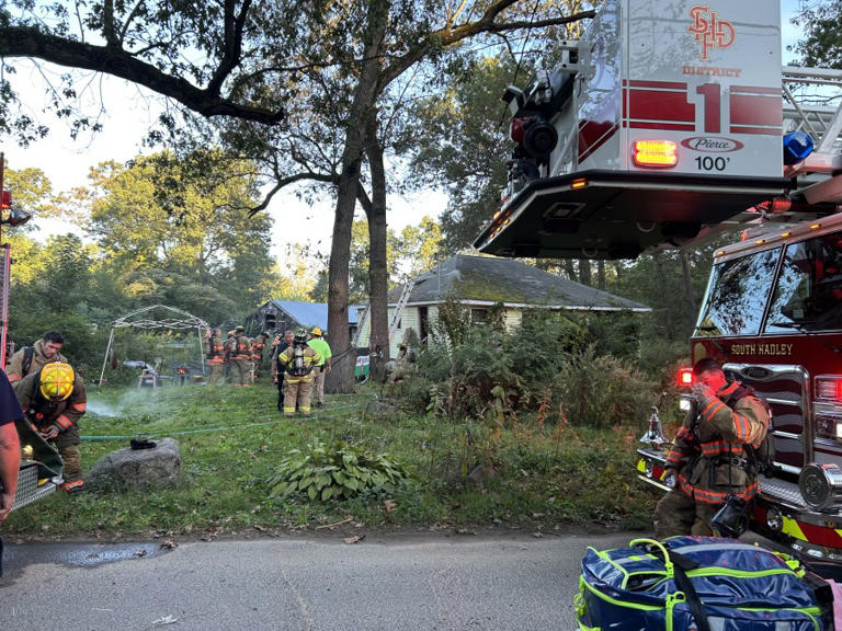 South Hadley fire crews work to put out house fire on East Street