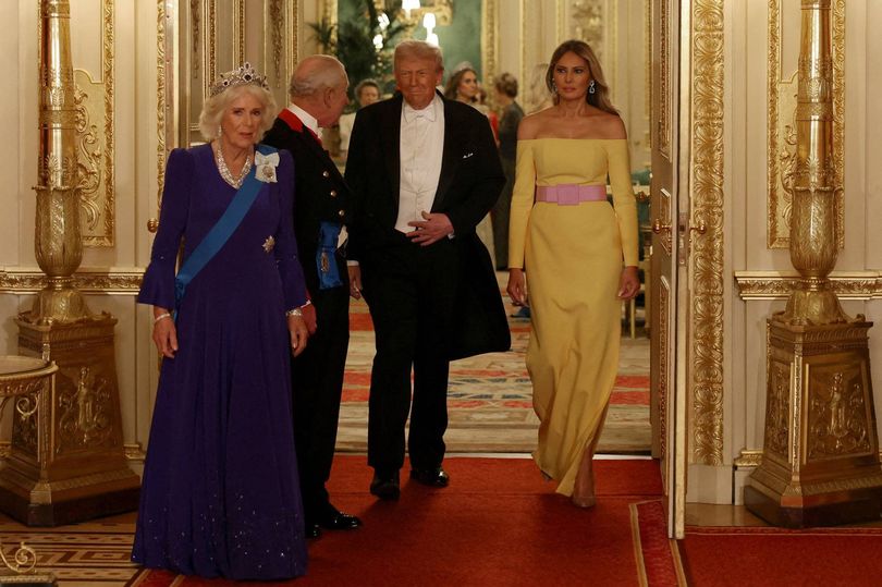 Melania Trump wearing a floral dress that has sparked an online debate