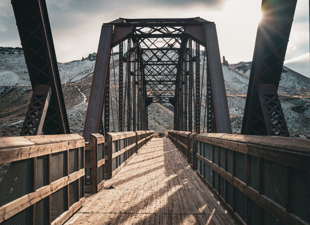 Scenery while walking over the historic Guffey Bridge in Melba, Idaho.