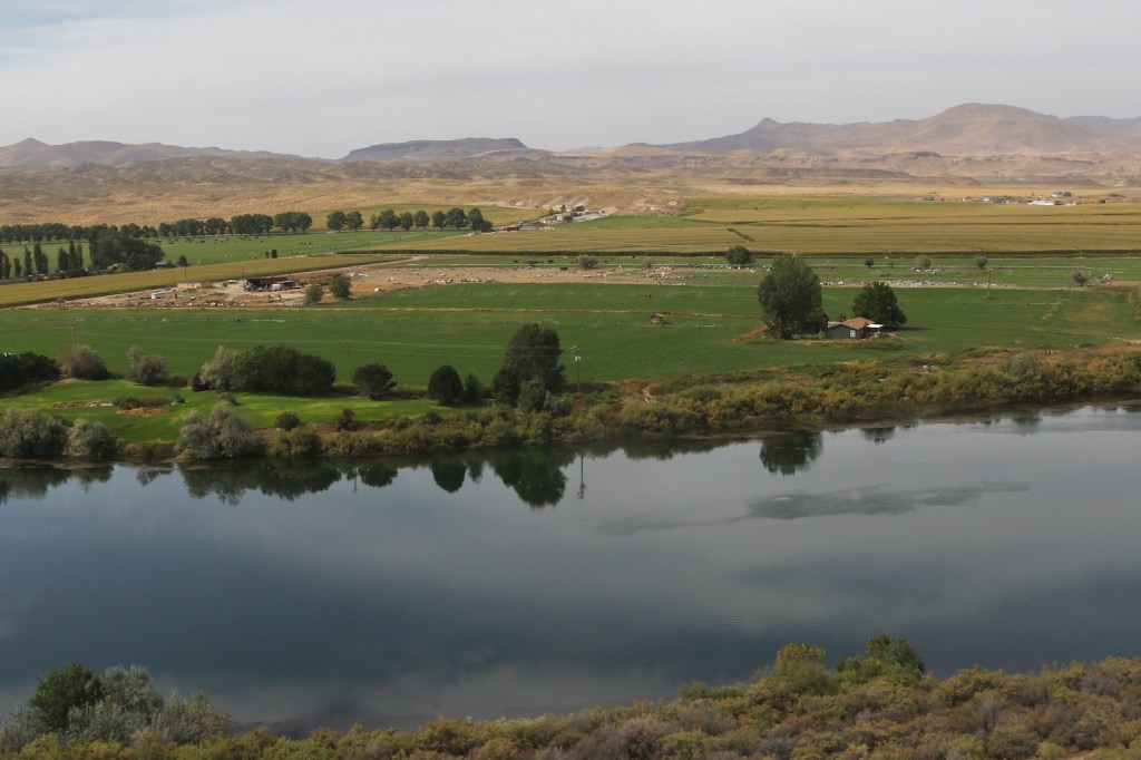 Distance view of Melba and surrounding farm land.