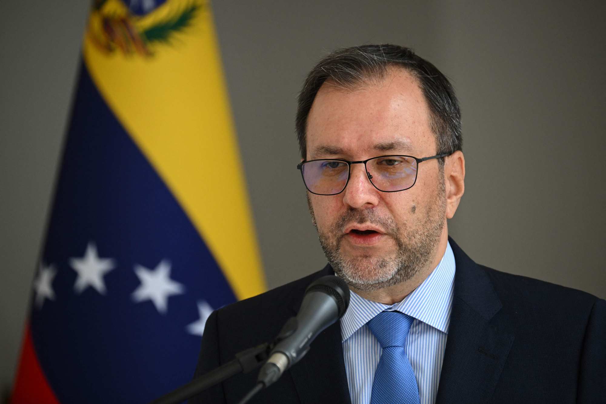 Venezuelan Foreign Minister YvAn Gil speaks during a press conference at the Ministry of Foreign Affairs in Caracas on September 13. Photo: AFP