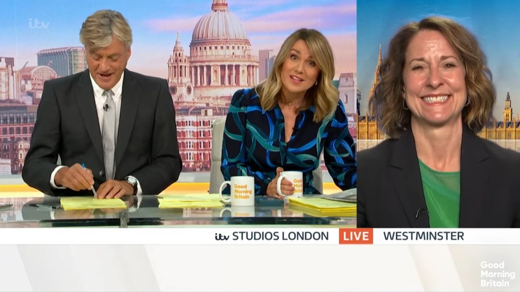 “Good Morning Britian” host Susanna Reid called Kendall out for the “low tech” moment. Good Morning Britain/YouTube