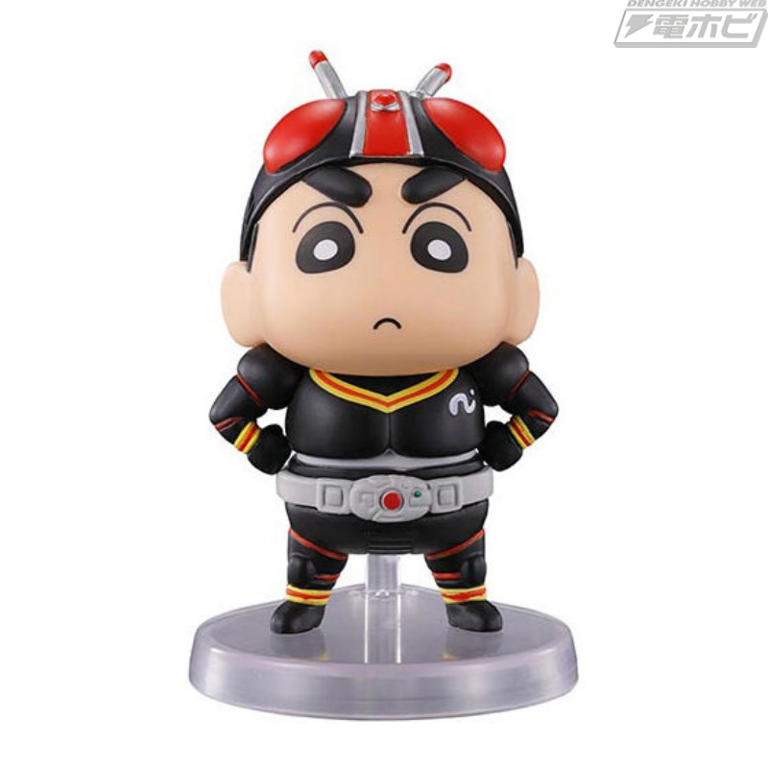 クレヨンしんちゃん×仮面ライダーV3 ソフビ フィギュア クレヨンしんちゃん』×『仮面ライダー』がガシャポンでコラボ！仮面