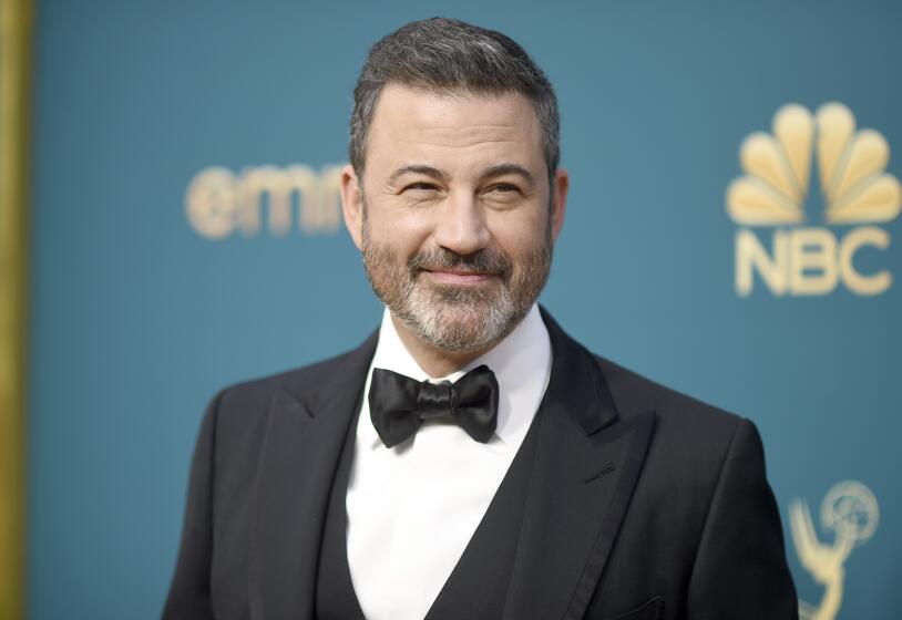FILE - Jimmy Kimmel arrives at the 74th Primetime Emmy Awards at the Microsoft Theater in Los Angeles, Sept. 12, 2022. (Photo by Richard Shotwell/Invision/AP, File)