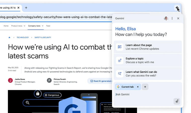 Gemini is officially rolling out to Google Chrome users in the UK