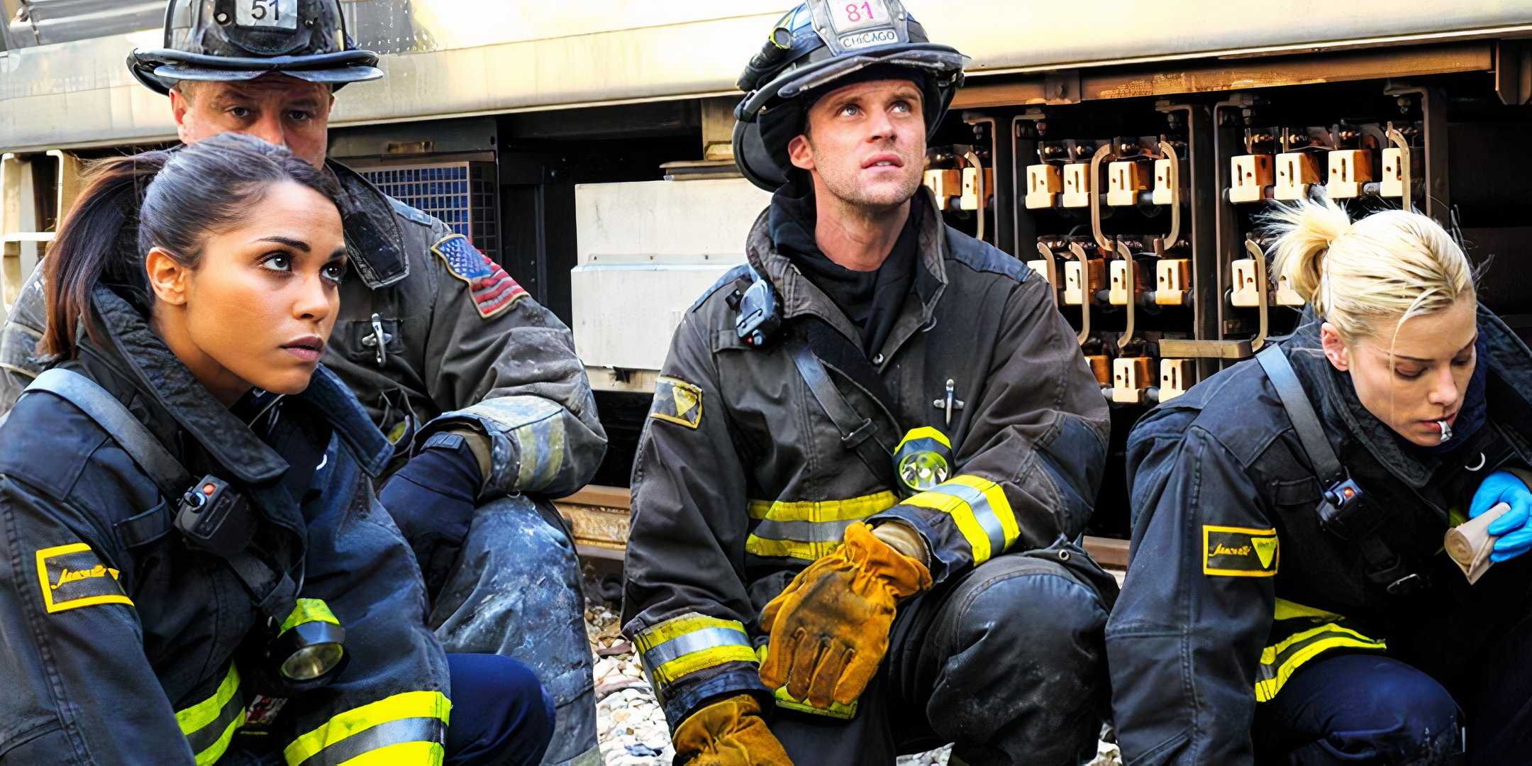 Monica Raymund as Gabby Dawson, Jesse Spencer as Matthew Casey, and Lauren German as Leslie Shay in Chicago Fire