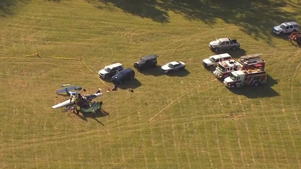 A plane carrying three people crashed in Franklin, North Carolina, Thursday. - WYFF