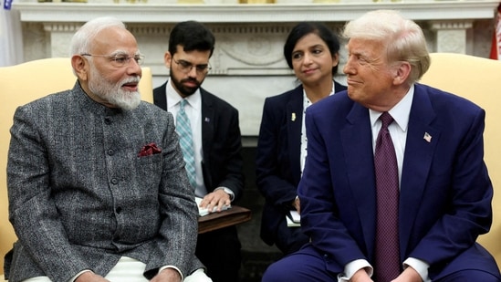 US President Donald Trump meets with Prime Minister Narendra Modi at the White House in Washington in February