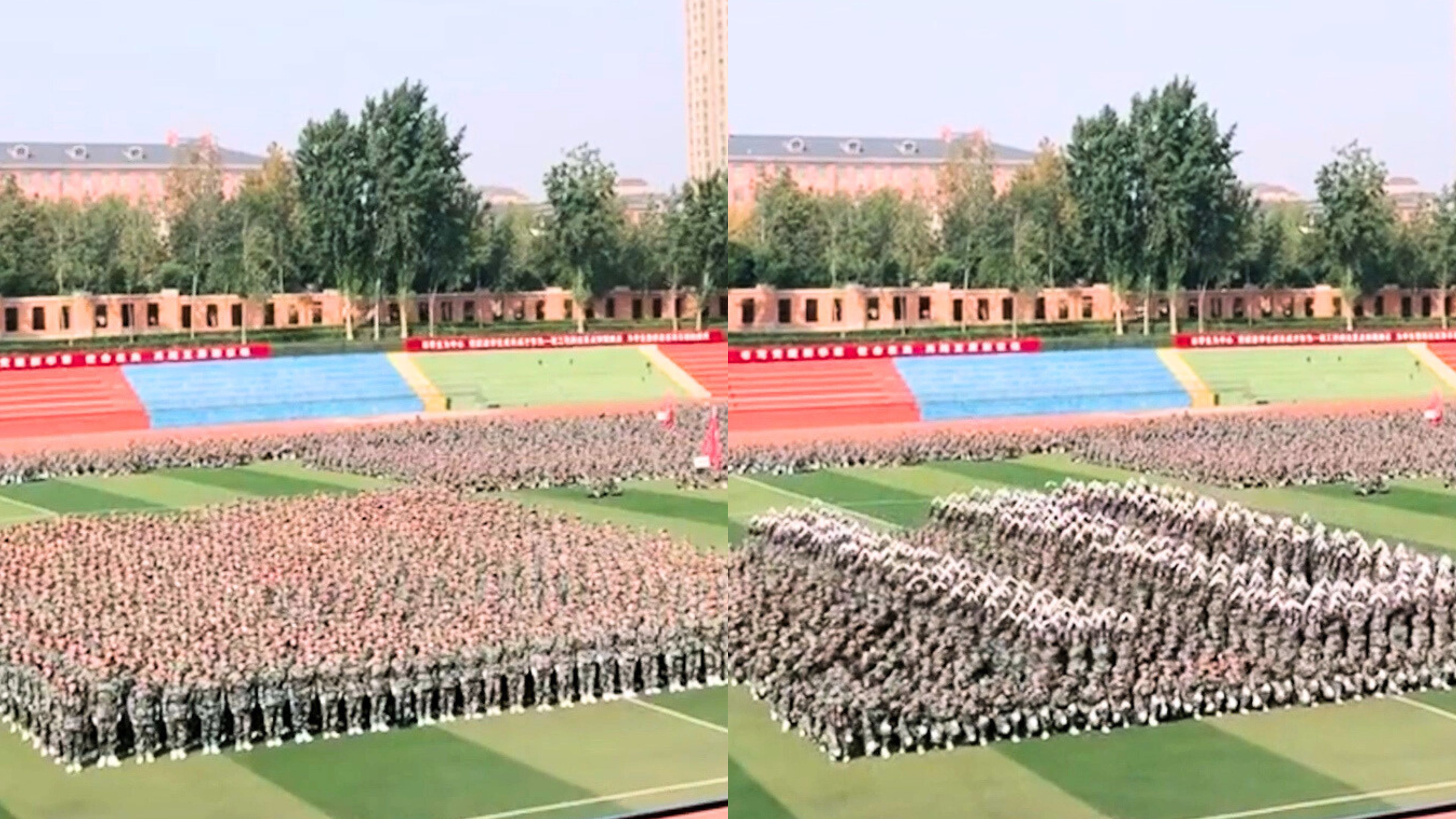 Students stage striking formation in perfect unison