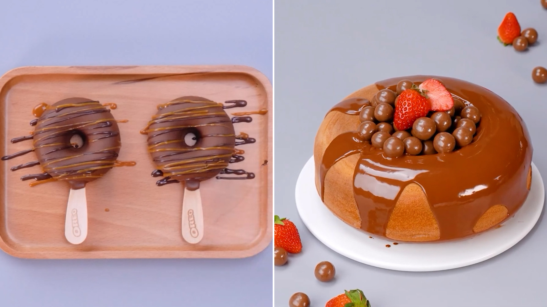 Chocolate Donuts on Sticks and Bundt Cake with Strawberries