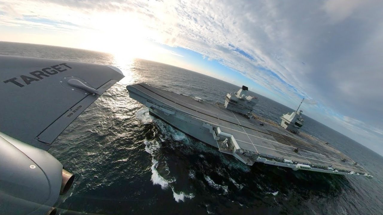HMS Prince of Wales: Target drone training with Banshee