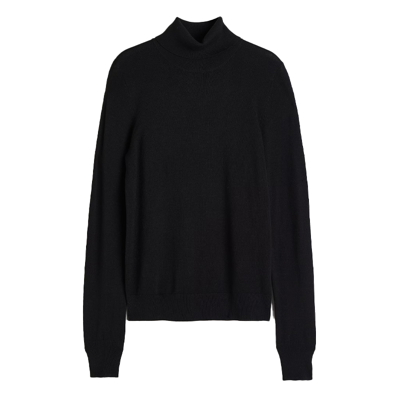 black fine knit roll neck, H&M