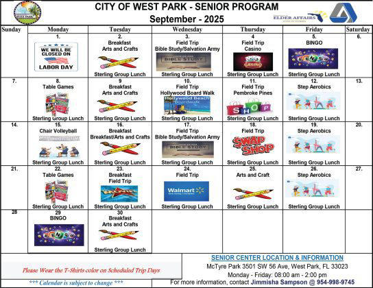 City of West Park Senior Program Calendar