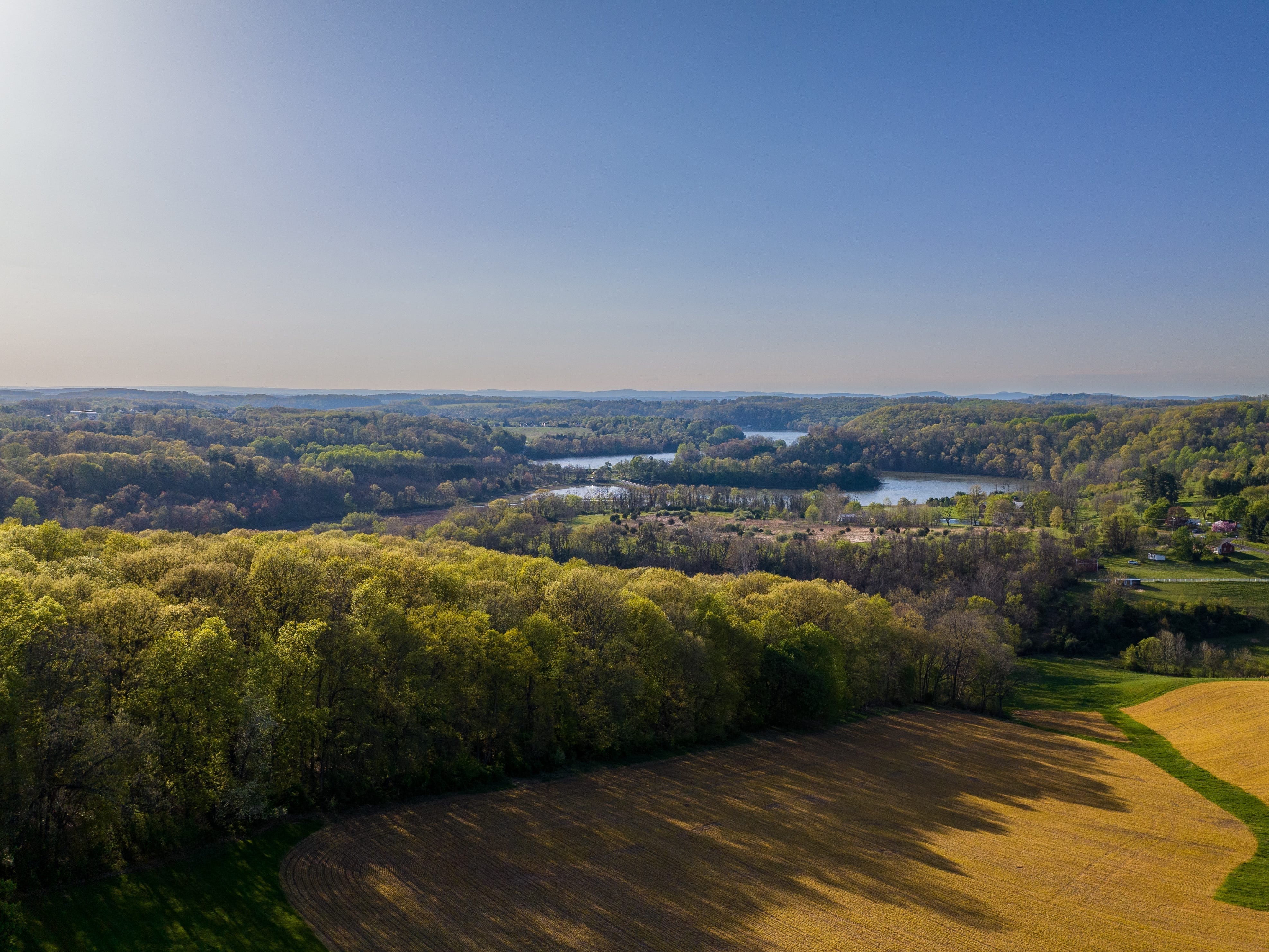 Aerial view of Southeastern Pennsylvania farmlands