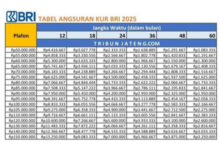 Tabel KUR BRI November 2025: Pinjaman Mulai Rp1 Juta, Cek Bunga dan Cicilan