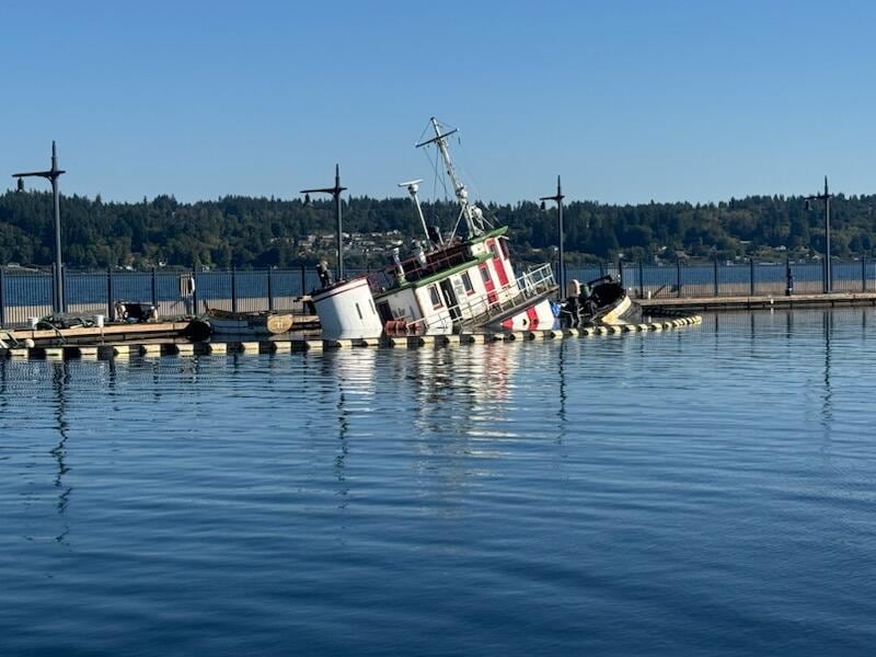 Tug Boat Sinks At Bremerton Marina Cleanup Underway