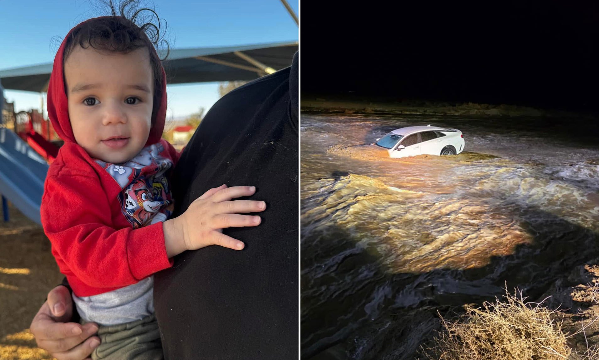 Desperate search for adorable boy, 2, missing after dad's car was swept