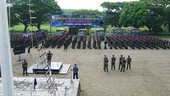 Siap Tunjukkan Kesiapan, Danbrigif 4 Marinir Pimpin Apel HUT Ke-80 TNI