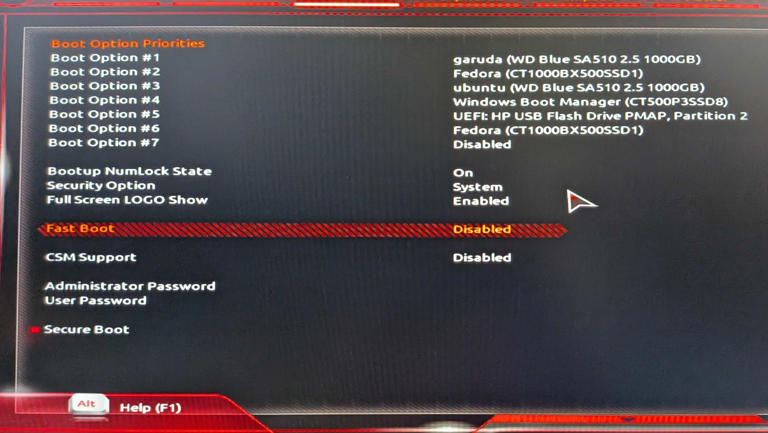 Fast Boot Setting in UEFI BIOS of GIGABYTE motherboard.