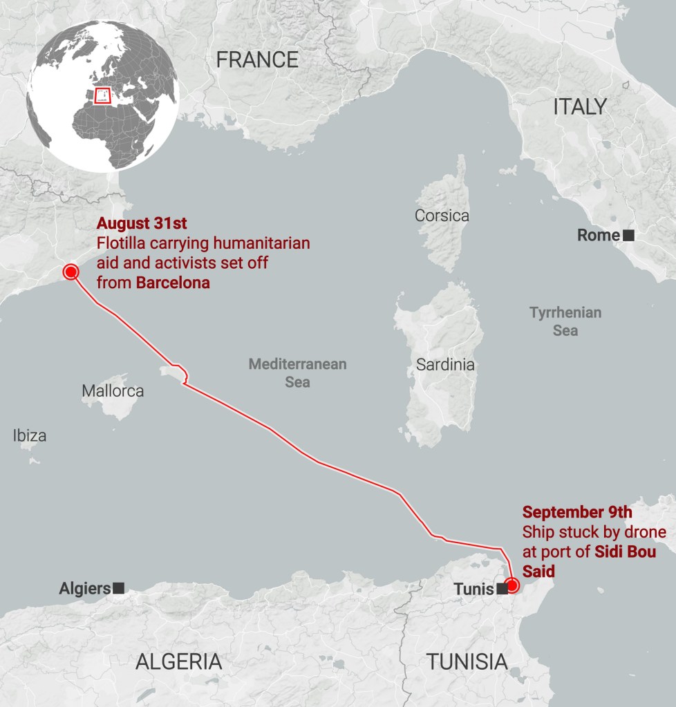 Greta Thunberg’s flotilla for Gaza caught on fire after being ‘hit by