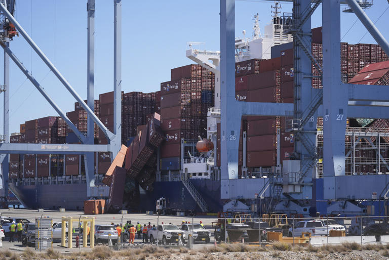 More than 60 containers fall off ship in Long Beach port