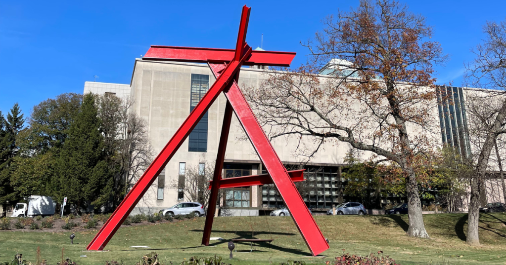 A sculpture outside the Cincinnati Art Museum