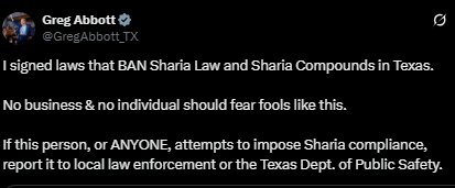 Texas bans Sharia law after viral clip of Muslim cleric's threat causes