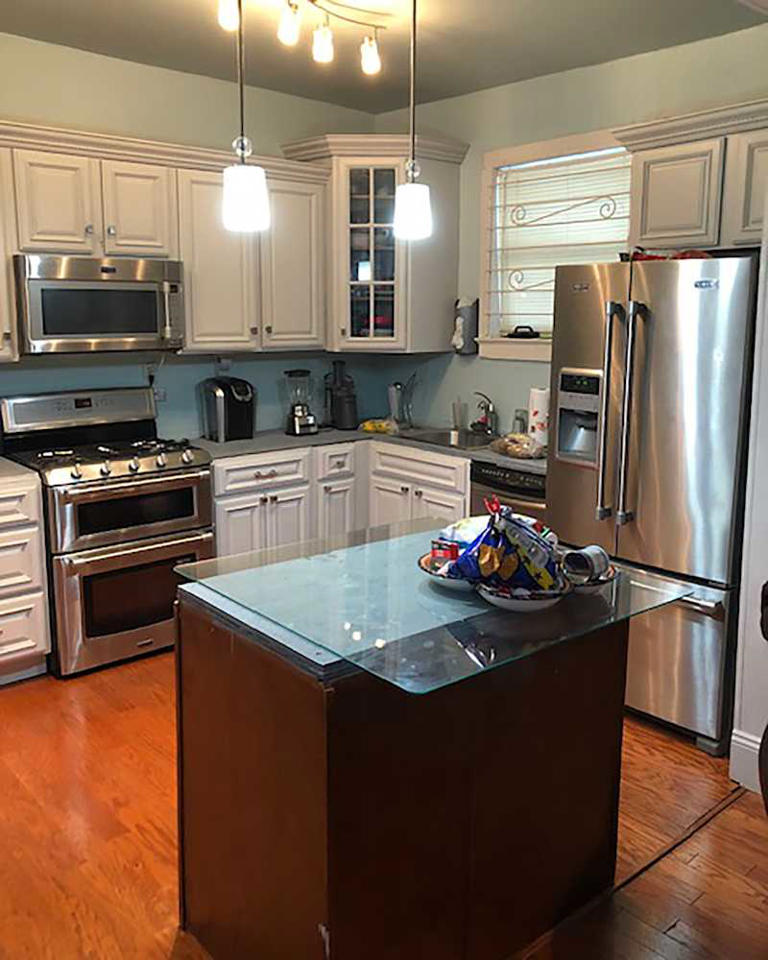 This DIY kitchen makeover has a countertop like I've never seen before