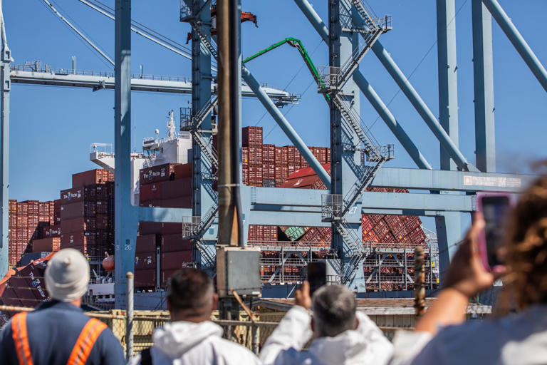 Dozens of cargo containers fall off ship near Southern California port