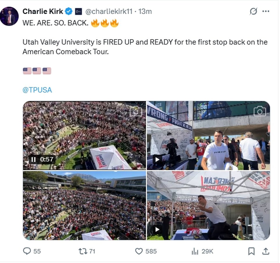 Charlie Kirk shot at conservative students' rally in Utah