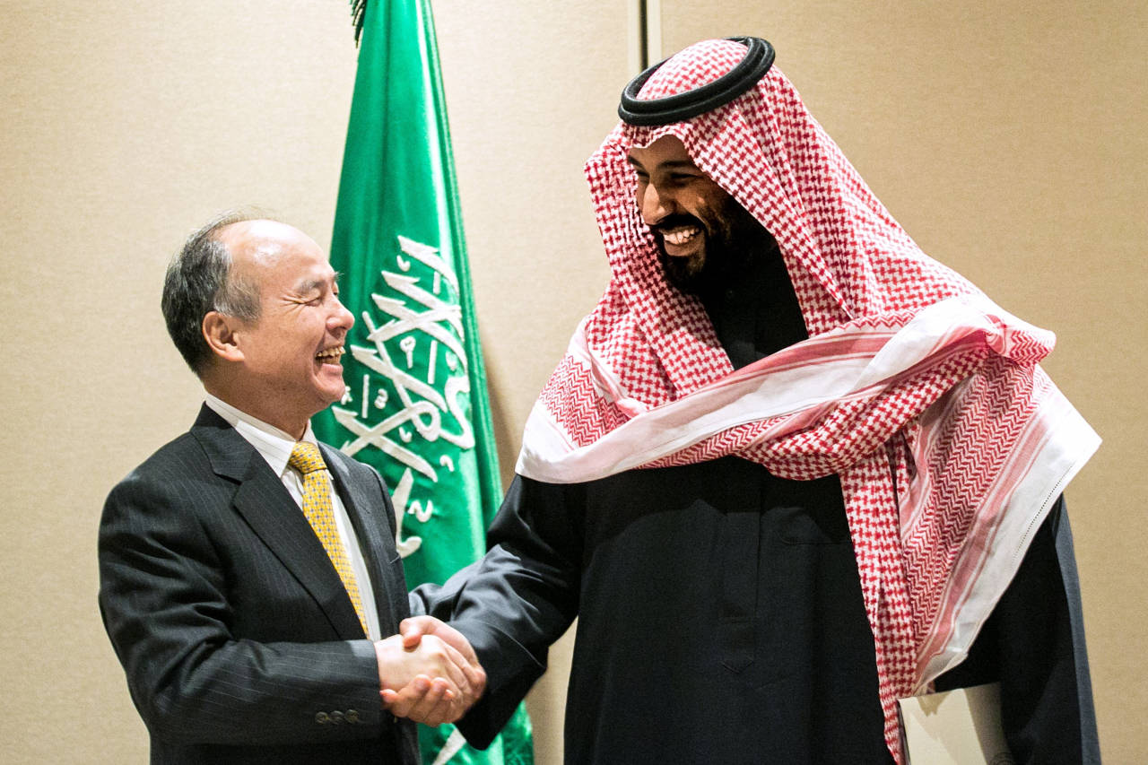 SoftBank’s Masayoshi Son with Saudi Crown Prince Mohammed bin Salman.