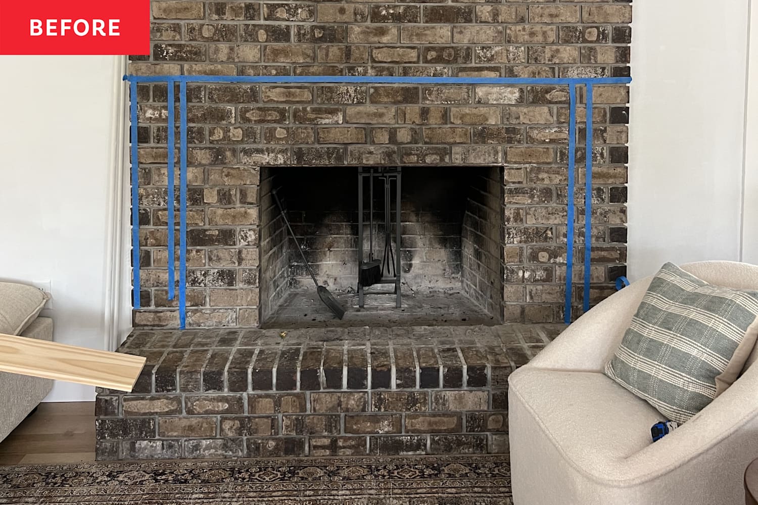 They didn't rip out their dated '70s fireplace - they built around it