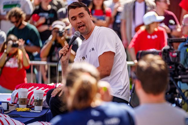Trent Nelson/The Salt Lake Tribune/Getty Charlie Kirk speaks at Utah Valley University on Sept. 10, 2025 in Orem, Utah. Kirk, founder of Turning Point USA, was speaking at his "American Comeback Tour" when he was shot in the neck and killed.