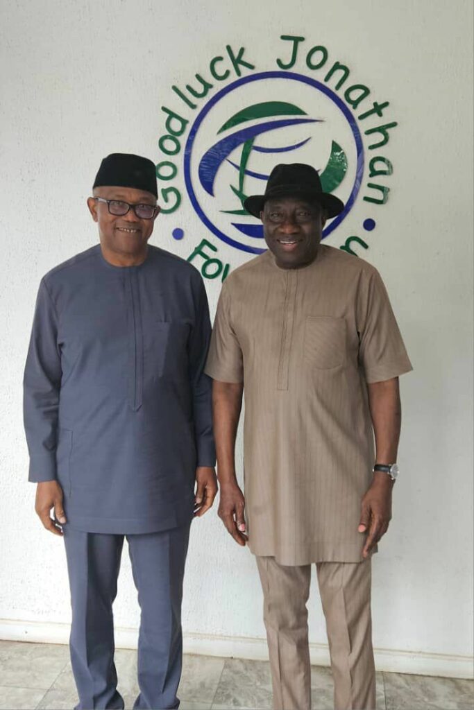 PHOTOS: Peter Obi holds closed-door meeting with Jonathan in Abuja